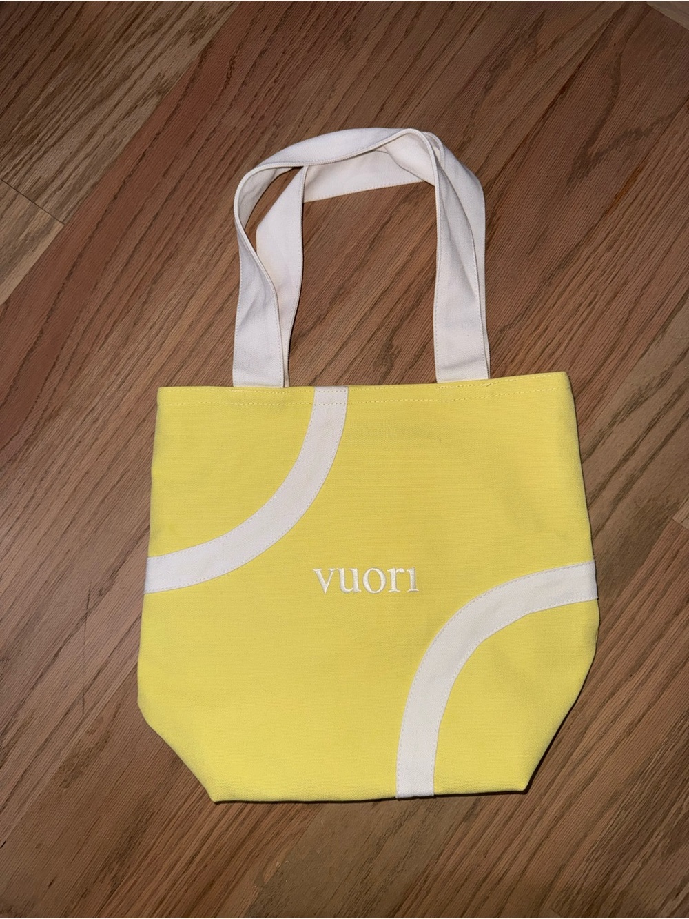 Vuori tennis Yellow Canvas Tote Bag with White Handles